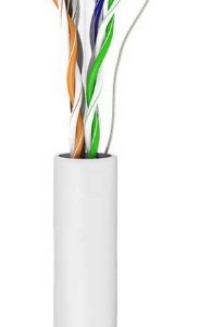 כבל CAT6 UTP נחושת מלאה צבע לבן מיועד להתקנות פנים כבל 1Gbps